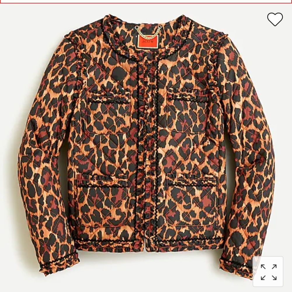 NWT JCrew quilted leopard print jacket in PrimaLoft